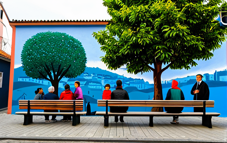 벽화작업 참여하기 - Collaborative Painting**

"Diverse group of people painting a colorful community mural in Lisbon, Po...