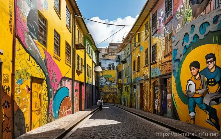 벽화로 보는 여행의 시각적 경험 - **Prompt 2: Rio's Boulevard of Colors - Kobra's Mural and Selarón's Steps**
    "A breathtaking pano...