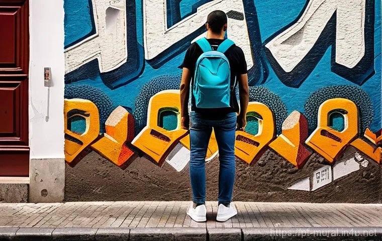 벽화 여행 필수 준비물 - **Urban Art Explorer in Action:**
"A vibrant street scene in Lisbon, Portugal, on a sunny day. A...