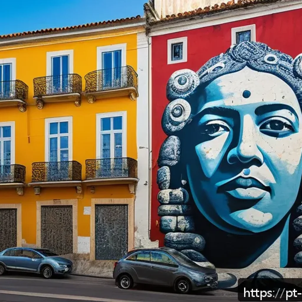 벽화마을 아트 투어 - A vibrant urban mural in Lisbon&rsquo;s Alfama neighborhood, featuring contemporary street art and graffit...