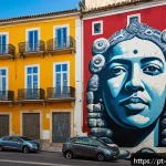 Home 23 벽화마을 아트 투어 - A vibrant urban mural in Lisbon’s Alfama neighborhood, featuring contemporary street art and graffit...
