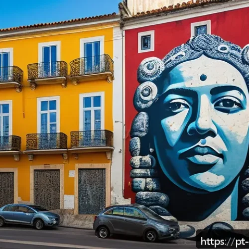 Home 17 벽화마을 아트 투어 - A vibrant urban mural in Lisbon’s Alfama neighborhood, featuring contemporary street art and graffit...